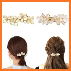 【新品】 Doyime ヘアクリップ (2枚セット) バレッタ 前髪ピン パール クリスタル ヘアピン 前髪 髪飾り ヘアアクセサリー 可愛い おしゃれ 上品 結婚式 母の日 プレゼント パーティー 成人式 和装 浴衣 入学式 レディース 髪留め