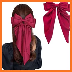 【新品】 Rzilmer バレッタクリップ 髪飾り ヘアーアクセサリー リボン お姫様 お茶会 lolita髪飾り 婚式 和装 卒業式 蝶結び 髪留め 人気 ビッグ リボン 成人式髪飾 (レッド) 1