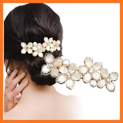 【新品】 [Herbeluemily] バレッタ ヘアクリップ 髪留め 髪飾り フラワー パール 大人 上品 フラワーA HM-0054-R05-FLA 1