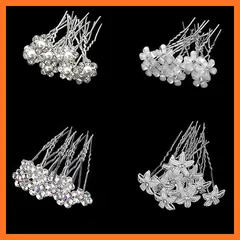 【新品】 BetterJonny パール 髪飾 40個 Ｕピン ヘアピン結婚式 お花 ラインストーン パールのヘアアクセサリー ピン 和装 花嫁 卒業式 入学式 着物 成人式 髪飾り 0