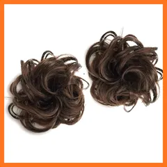 【新品】 ［ スウィートキス ］おだんごウィッグ カール 付 シュシュ 小 (2個入り) (茶・ちゃ) 七五三 髪飾り 和装 つけ毛 お団子ウィッグ ポイントウィッグ お団子ヘア まとめ髪 シニヨン