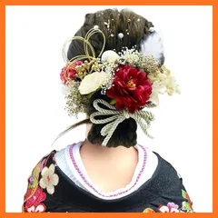 【新品】 [BRIHADOS] ドライフラワー 髪飾り 赤 成人式 和玉 水引 和装小物 七五三 結婚式 卒業式 袴 ヘアアクセサリー 造花 飾り 金箔 振袖 浴衣 1