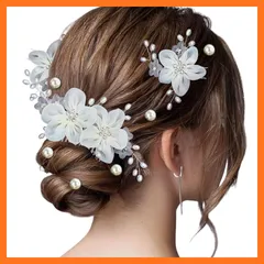 【新品】 [TIGLOSS] 髪飾り ヘアアクセサリー 結婚式 ヘッドドレス ヘアピン パール 髪留め 花 お呼ばれ 発表会 コーム まとめ髪 パーティー ヘアアレンジ 小物（シルバー） 0