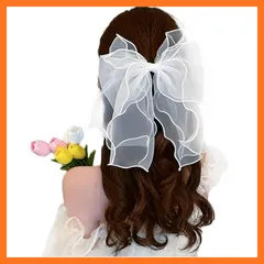 【新品】 FASELE 髪飾り 長いリボン ヘアアクセサリー 美しい チュール リボン ヘアクリップ蝶結び 森ガール 姫系 パール ヘアリボン 花嫁 結婚式 誕生日 パーティー 発表会 演奏会 1PC 1