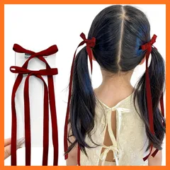 【新品】 GFun リボン ヘアアクセ ヘアクリップ ヘアリボン 子供 キッズ 小さめ 2個セット 髪飾り ヘアアレンジ 発表会 入園式 卒園式 洋服 ワインレッド 1