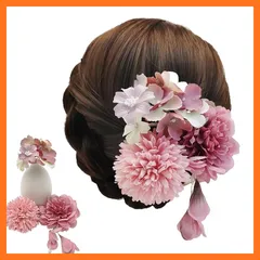 【新品】 FineGood 髪飾り 和装 花飾り成人式 髪飾り 和装 造花 ヘアアクセサリー フラワー ヘアピン ヘアクリップ 七五三卒業式 結婚式 振袖 浴衣入学式 卒業式 七五三 3個セット(ダークピンク) 1