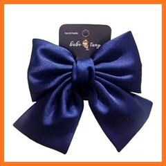 【新品】 ヘアクリップ バレッタ 髪留め 髪飾り ヘアアクセサリー ビッグリボン シンプル 手作り スプリングクリップ lolita ファッション おしゃれ ハンドメイド 入学 結婚式 フォーマル 通勤 (ブルー-2層) 1