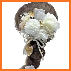 【新品】 髪飾り 成人式 前撮り 二次会 卒業式 入学式 マム カスミ草 リボン ドライフラワー 振袖 袴 ウェディング 結婚式 和装 ゴールドフラワー ホワイト ピンク シルバー ロープ ヘアアレンジ ハーフアップ ロングヘア A251000901 0