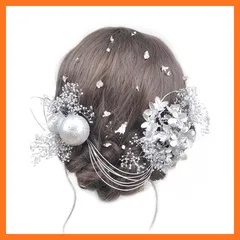 【新品】 [NANA手作り]髪飾り ゴールド シルバー 紫陽花 かすみ草 ソーラーローズ 和玉 水引 金箔 かわいい 成人式 七五三 卒業式 袴 振袖 着物 和装 花火大会 浴衣 1