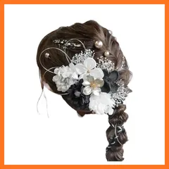 【新品】 [Lomeri] ロメリ【6色展開】水引アレンジの髪飾り ドライフラワー 成人式 卒業式 結婚式 袴 K27 (黒シルバー) 0