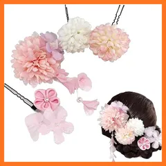 【新品】 髪飾り成人式 和風 和装 浴衣 人気 卒業式 和装 結婚式 七五三 パーティー 謝恩会 お正月 花火大会 花 ドライフラワー 髪留め ヘアアクセサリー (ピンク) 1