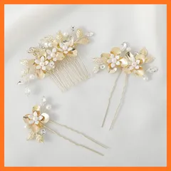 【新品】 Haodeliy 髪飾り ヘッドドレス コーム Uピン 3点セット 花嫁 ヘアアクセサリー 手作り ウェディングヘッドドレス 髪飾り フラワー 結婚式 披露宴 二次会 発表会 卒業式 入学式 パーティー 和装用髪飾り ヘアアクセサリー(タイプ5) 0