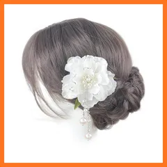 【新品】 [NANA手作り]髪飾り クリップ 揺れるパールビーズ 浴衣 和装 花火大会 シンプル 花 ショート 袴 はかま 着物 成人式 卒業式 前撮り 花嫁 七五三 夏祭り 入園式 入学式 結婚式 1