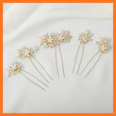 【新品】 Haodeliy 髪飾り ヘッドドレス 花モチーフ パールUピン 5点セット 花嫁 ヘアアクセサリー 手作り ウェディングヘッドドレス 髪飾り フラワー 結婚式 披露宴 二次会 発表会 卒業式 入学式 パーティー 和装用髪飾り ヘアアクセサリー( 0