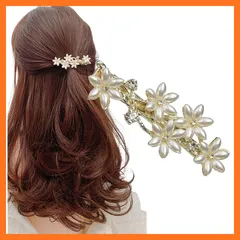 【新品】 [Herbeluemily] ヘアクリップ 髪留め 髪飾り バレッタ フラワー パール ヘアピン パール HM-0053-R05-PL 1