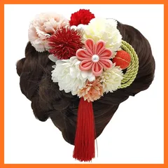 【新品】 OTAKUMARKET 髪飾り 七五三 浴衣 成人式 髪 飾り 3点セット つまみ細工 花 七五三 袴 着物 振袖 和装 卒業式 結婚式 髪留め コーム ヘアアクセサリー 3カラー (赤) 0