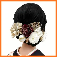 【新品】 NAJIKA 成人式 髪飾り 和装 ヘアアクセサリー 浴衣 小物 ドライフラワー 七五三 卒業式 結婚式 花火大会 パーティー 対応 フォーマル カジュアル 両用 振袖 浴衣 袴 着物 ゴールド 赤 白 髪留め セット 礼盒装【8点セット】| 0