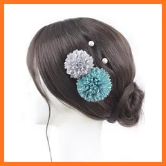 【新品】 [NANA手作り]髪飾り クリップ 浴衣 ピンポンマム かわいい 夏祭り 花火大会 成人式 七五三 卒業式 入園式 入学式 0