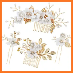 【新品】 NYSh ヘアアクセサリー 髪飾り コーム Uピン ウェディング 卒業式 和装 (ホワイト) 0