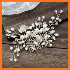 【新品】 ヘッドドレス ヘアコームクリスタル 髪飾り 花 ヘアピン ブライダルウェディング髪飾り ブライダルパールヘアコーム パール 髪飾り ヘアアクセサリー かんざし 結婚式/パーティー/成人式/七五三/コンサート/ウェディングなどの髪飾り用 1