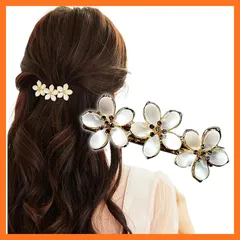 【新品】 [Herbeluemily] バレッタ ヘアクリップ 髪留め 髪飾り フラワー パール 大人 上品 フラワーC HM-0054-R05-FLC 1