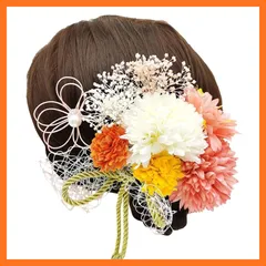【新品】 [JOMA-E Shop] ドライフラワー 造花 髪飾り 花飾り 和装 浴衣 着物 振袖 袴 ヘッドドレス ウエディング 結婚式 ブライダル ヘッドアクセサリー 花 花嫁 和風 卒業式 成人式 七五三 (レッド) 0
