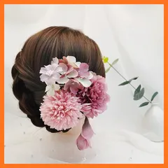 【新品】 和装髪飾り 高級造花ヘアアクセサリー 3個セット 成人式舞卒業式 人式 結婚式 七五三 和装小物 つまみ細工 ヘアクリップ フラワー 髪留め (ローズレッド) 1