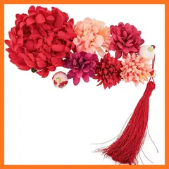 【新品】 髪飾り 成人式 豪華9点セット 花 造花 振袖 袴 七五三 着物 和装 卒業式 結婚式 浴衣 着物 髪 飾り 髪留め つまみ細工 高級造花 ヘアアクセサリー 3カラー (赤) 0