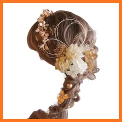 【新品】 [Lomeri] ロメリ ゴールド カチューシャ ドライフラワーの髪飾り 成人式 卒業式 結婚式 袴 ゴールドE20 0