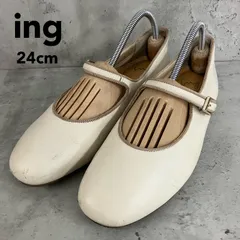 ing イング 本革 レザー メリージェーン ストラップ パンプス フラット シューズ アイボリー 白 ベージュ 24cm レディース 大人 可愛い カジュアル きれいめ 通勤 通学 日本製 ★ ■■
