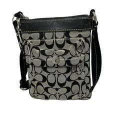 COACH(コーチ) ショルダーバッグ シグネチャースモールファイルバッグ 6442 アイボリー×黒	 レザー