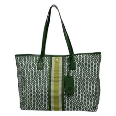 TORY BURCH(トリーバーチ) トートバッグ - グリーン×白×ライトグリーン レザー