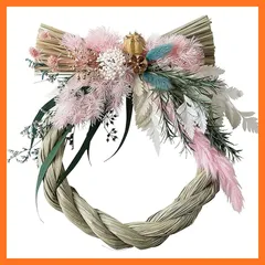 【新品】 【SOMU 花縄 wreath】ドライフラワー プリザーブドフラワー 正月 リース しめ縄 しめ飾り (はつゆめ, Φ20cm)