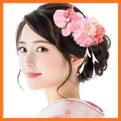 【新品】 [OTAKUMARKET] 浴衣 髪飾り 子供 花 夏祭り 花火大会 和装 アクセサリー 胡蝶蘭 成人式 卒業式 七五三 振袖 着物 キッズ 1-2点セット クリップ レディース 5カラー (03 ピンク 2点セット) 1