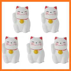 【新品】 おみくじ 招き猫 (右手招き 5体セット - 白 白猫) 招福みくじ 開運/金運 千客万来 招福 福招き 縁起物 置物 正月 迎春 お年賀 インテリア 日本土産 土産 おもしろ グッズ アイテム プレゼント お配りもの ノベルティー 1