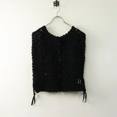 美品 サマンサモスモス Samansa Mos2 SM2 かぎ針風ニットベスト F‖ブラック ジレ 前開き ノースリーブ【2400014723182】