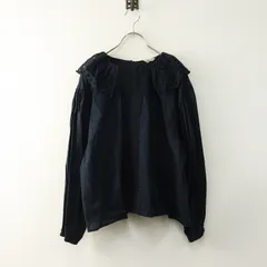 サマンサモスモス Samansa Mos2 SM2 スカラップレース襟ブラウス ネイビー トップス 長袖 ギャザー【2400014723205】