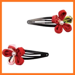 【新品】 OTAKUMARKET 七五三 髪飾り 成人式 振袖 浴衣 和装 つまみ細工 髪 飾り 着物 髪飾り 袴 卒業式 結婚式 セット 三歳 七歳 女の子 ガールズ 5タイプ 4カラー (Eタイプ花2個 (赤)) 0