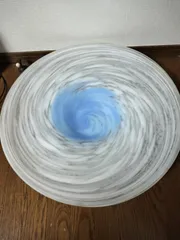 花器 大皿 白色水色 ガラス製 渦巻き 花台 窯 工房 池坊 フラワーベース 水盤 華道具 花瓶 シンプル 生花 華道 手作り 大型 アンティーク  レトロ インテリア ビンテージ 昭和 24428四つ葉[YT00567]