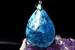 【１点物】シルバー925◇高発色 アズライト(藍銅鉱)　32x22mm　ドロップ ペンダントトップ パワーストーン 天然石 _PC7774