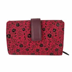 ■新品未使用■印傳屋■印伝■折り財布■ウォレット■椿柄■レッド系■J0704