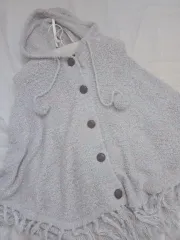 森ガール ケープ フード ニット ポンチョ ケープ サワコ ヴィンテージ