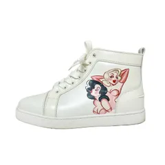 クリスチャンルブタン スニーカー 36 1/2 レディース 白×マルチ ハイカット/LOUPIN UP DONNA ルーパン アップ ドンナ/イラスト レザー