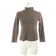 メゾン ド テレーズ MAISON DE THERESE カットソー ハイネック 七分袖 ストレッチ ボーダー M 茶 ブラウン /AH9