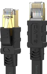 ★Senetem LANケーブル 10m CAT8 40Gbps/2000MHz カテゴリー8 超高速インターネットケーブル CAT8準拠 フラットケーブル RJ45 ツメ折れ防止 ブラック モデム ルータ PS3 PS4 PS5 Xbox等に対応