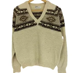 ユーズドフルギ USED古着 {{Fotrama }} 70-80S アルパカウール ノルディック柄 プルオーバー Vネック ニット セーター メンズ 表記無 