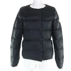 極美品◇Pyrenex ピレネックス HWQ057 CANNES カンヌ ロゴワッペン付 ライトダウン ノーカラー ダウンジャケット ブラック 38 正規品 レディース