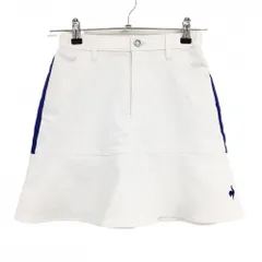 【美品】ルコックゴルフ スカート 白×ブルー×イエロー 一部ウエストゴム サイドライン  レディース 7 ゴルフウェア le coq sportifのサムネイル