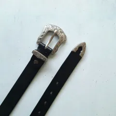 牛革 ウエスタンベルト オリジナル アンティークシルバー ナローベルト アメカジ レザーベルト クラシック 3ピースバックル COW LEATHER  western belt Original narrow silver