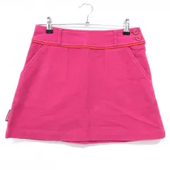 【美品】ルコックゴルフ コーデュロイスカート ピンク×レッド ウエストダブルボタン レディース 7 ゴルフウェア le coq sportif